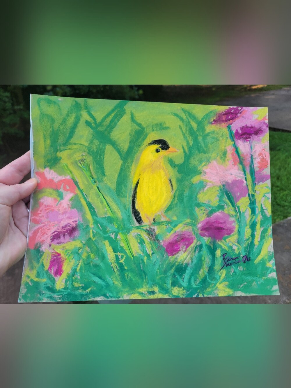 "Sally the Songbird" Original Unframed ARTWORK 9 X 12 - Picture 4 of 6